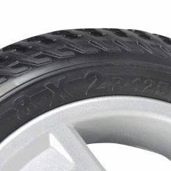 Flash Sale 🌟 Mon Ster 8"x2" (200x50) Black Flat-Free Front Wheel Assembly With Silver Tri-Spoke Rim For Go-Go & Pride 3-Wheel Travel Mobility Scooters 🔥 -mobility wheel assemblies Shop p49 9105 4